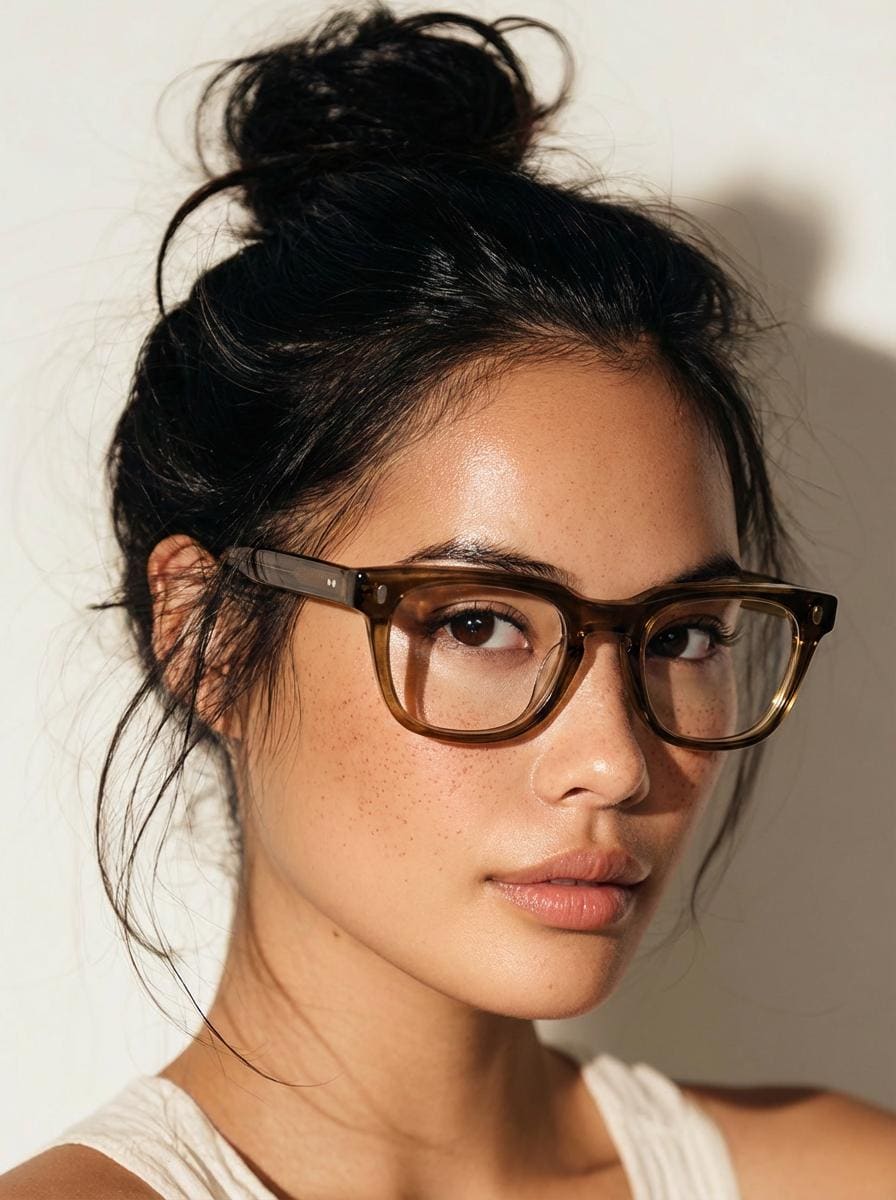 Brown Acetate Eyeglasses, Classic Square Frame, Lightweight Everyday Glasses, Unisex Korean Style Optical Frame — view 9