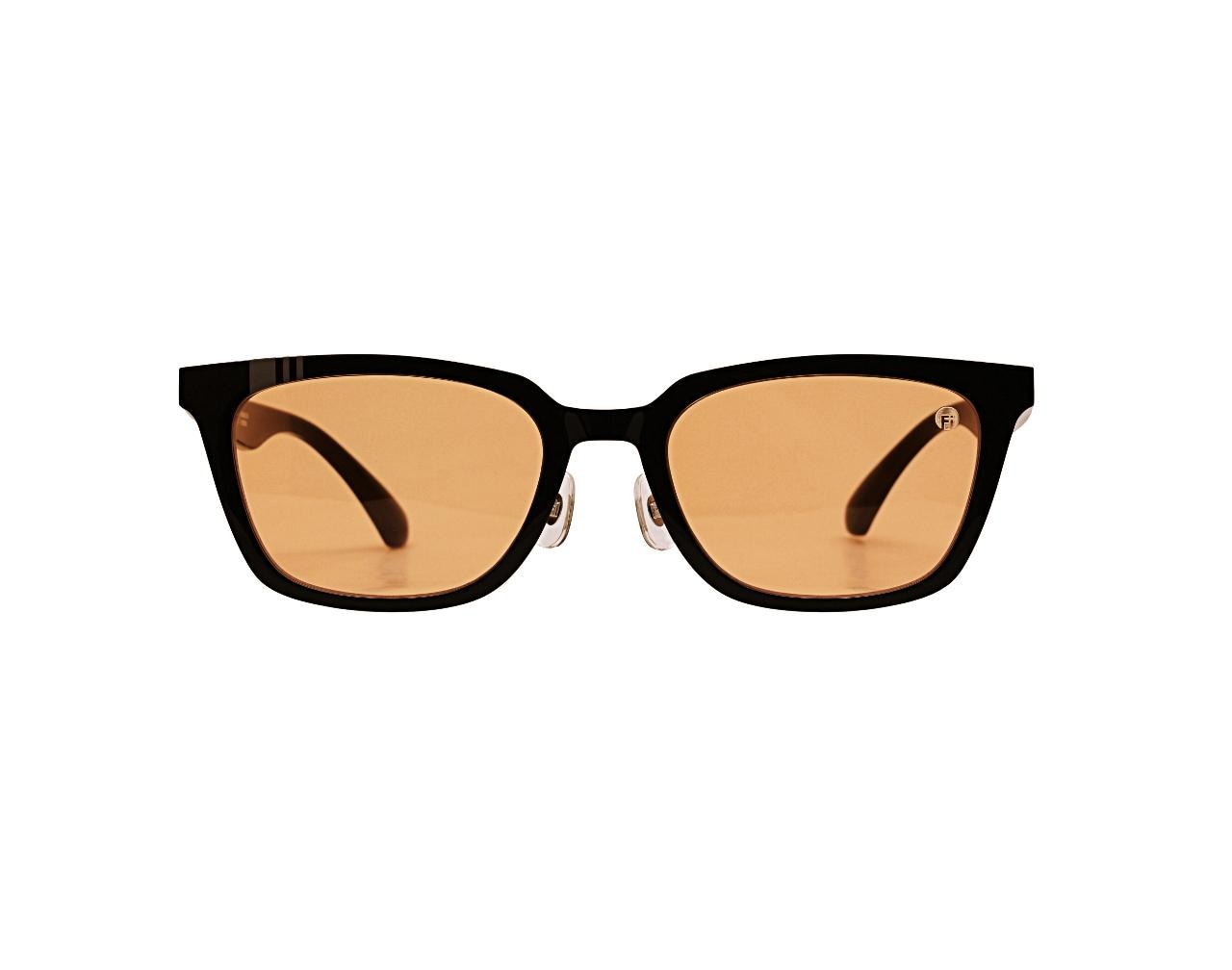 Minimal Black Square Sunglasses | Korean Design, Yellow Tinted Lenses — view 2
