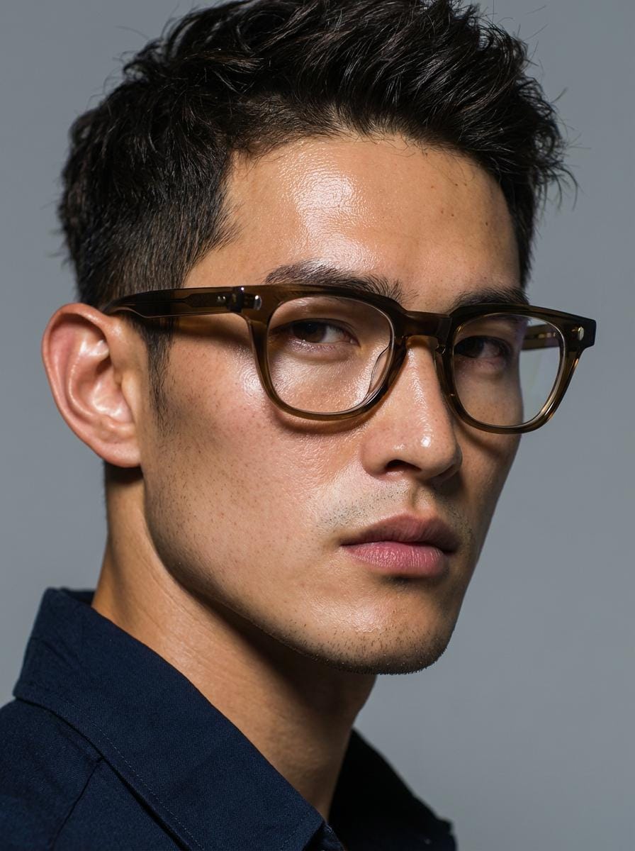 Brown Acetate Eyeglasses, Classic Square Frame, Lightweight Everyday Glasses, Unisex Korean Style Optical Frame — view 8