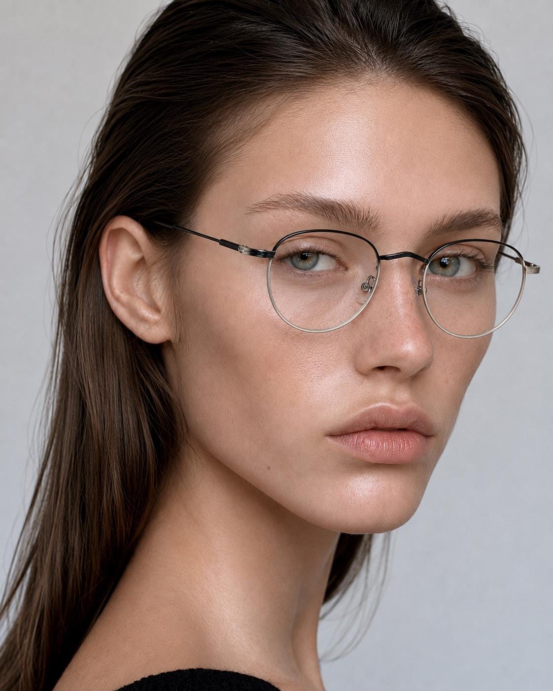 Gradient Round Metal Eyeglasses | Minimalist Optical Frame | Lightweight Korean Glasses — view 4