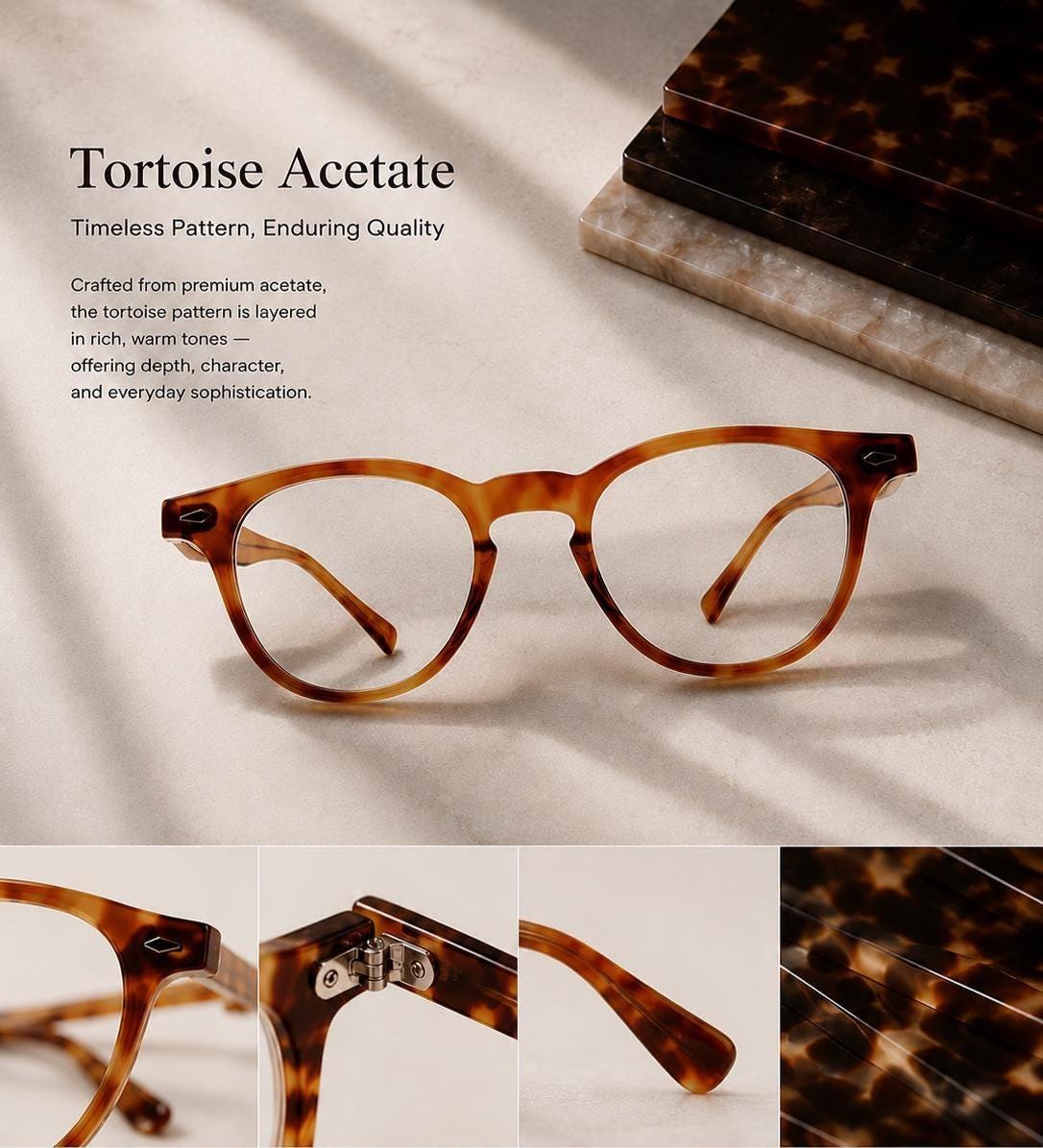 amber acetate frame | Korean Design Frame | Unisex Acetate Glasses | Lightweight Durable Eyewear — view 7