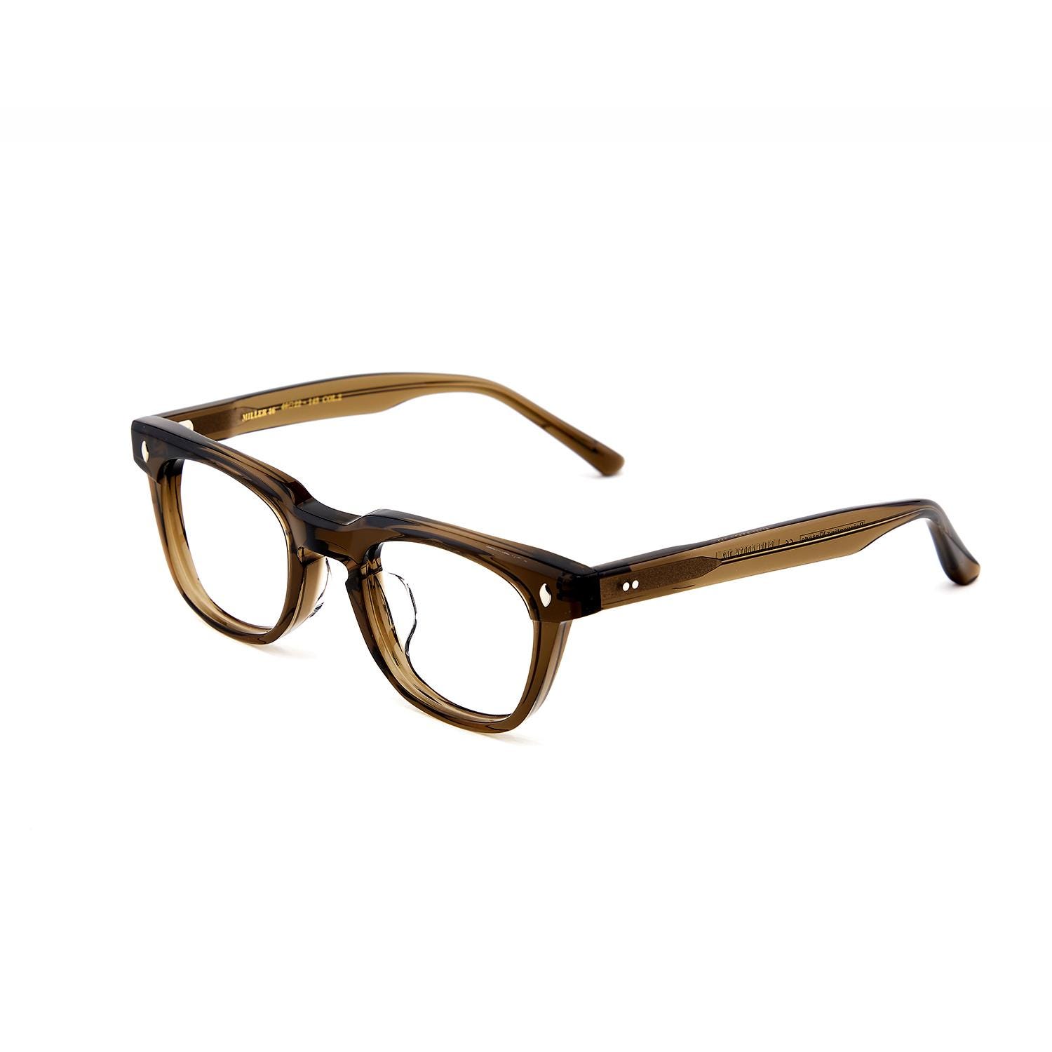 Brown Acetate Eyeglasses, Classic Square Frame, Lightweight Everyday Glasses, Unisex Korean Style Optical Frame — view 3