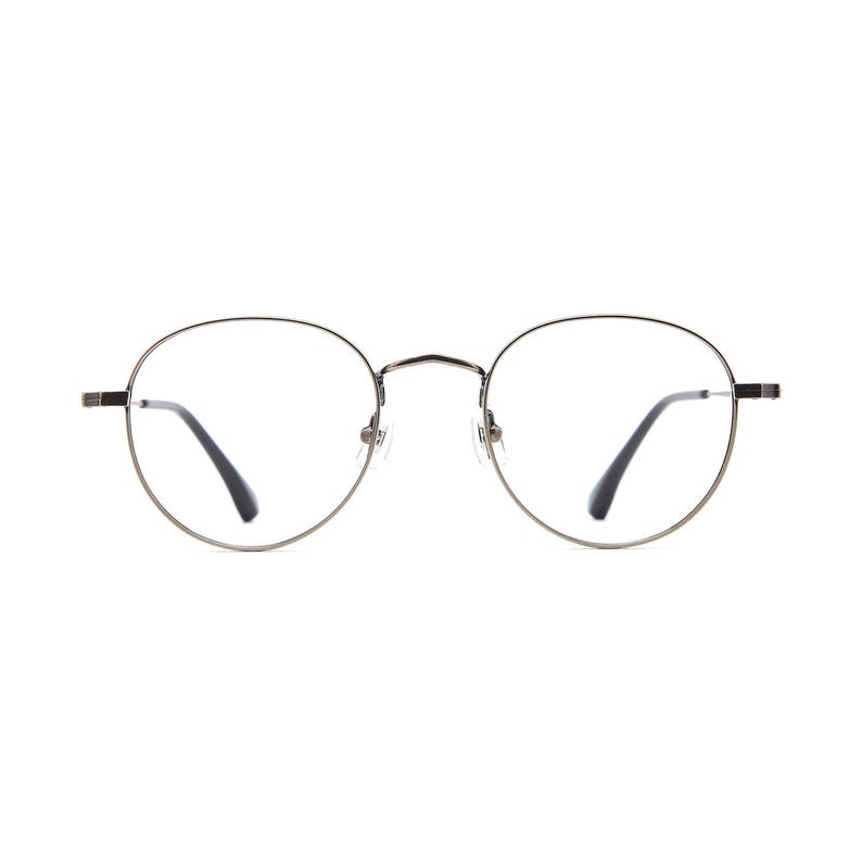 Gafas ovaladas de metal plateado mate, gafas minimalistas coreanas ligeras. imagen 2