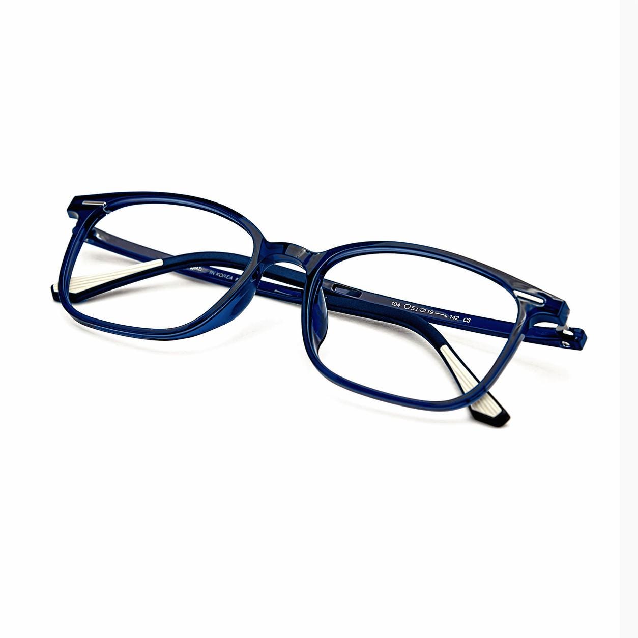 Transparent Blue Square Eyeglasses – Lightweight Ultem, Korean Minimal Design — view 4
