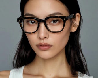 Schildpatt Brillen | Quadratischer quadratischer Rahmen des koreanischen Designs Unisex Acetat Brille | Leichte, langlebige Brille