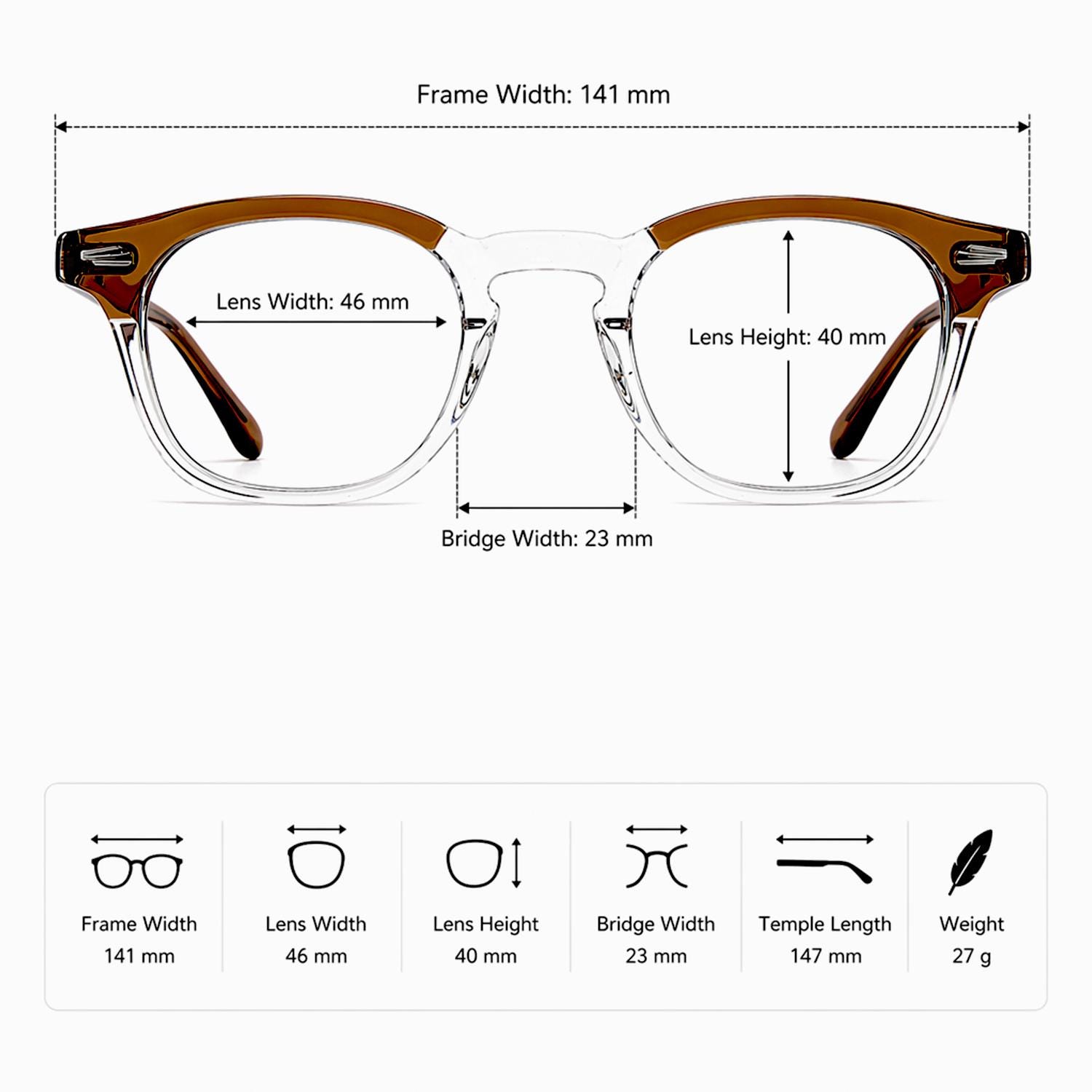 Clear Brown Square Eyeglasses | Korean Acetate Frame | Everyday Minimal Glasses | Medium Fit Optical Frame — view 6