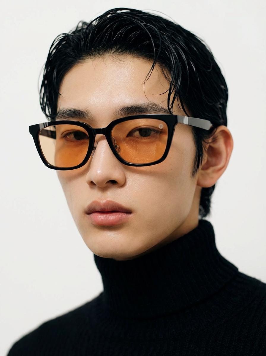 Minimal Black Square Sunglasses | Korean Design, Yellow Tinted Lenses