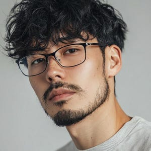 Puede incluir: Una persona con gafas rectangulares negras con montura fina. Las gafas tienen un dise&ntilde;o minimalista. La persona tiene cabello oscuro y barba. El fondo es de un color neutro.