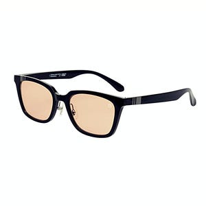 May include: Black rectangular sunglasses with light brown lenses. The frames have a subtle silver stripe on the temples and a small logo on the side. The sunglasses are set against a white background.