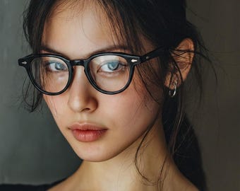 Minimalistische schwarze runde Acetatbrille, leichtes koreanisches Design, Unisex-Optikrahmen