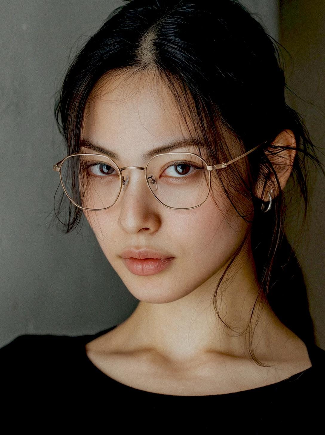 Minimal Gold Square Metal Glasses, Lightweight Korean Design Eyewear — view 4
