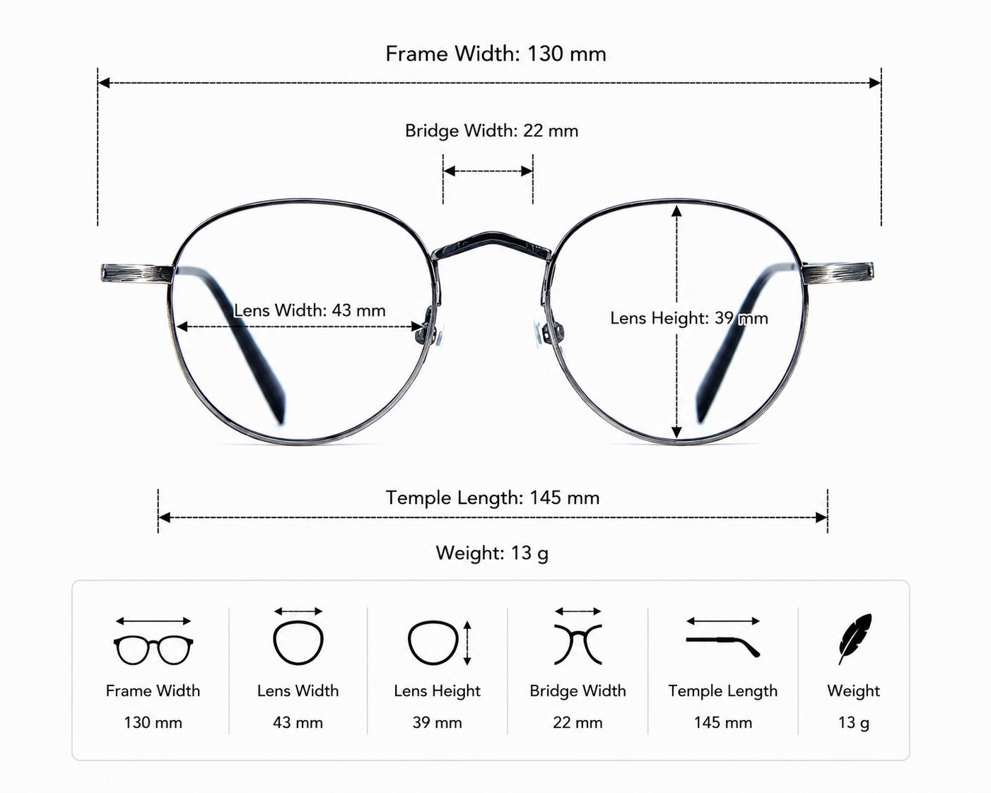 Gradient Round Metal Eyeglasses | Minimalist Optical Frame | Lightweight Korean Glasses — view 12