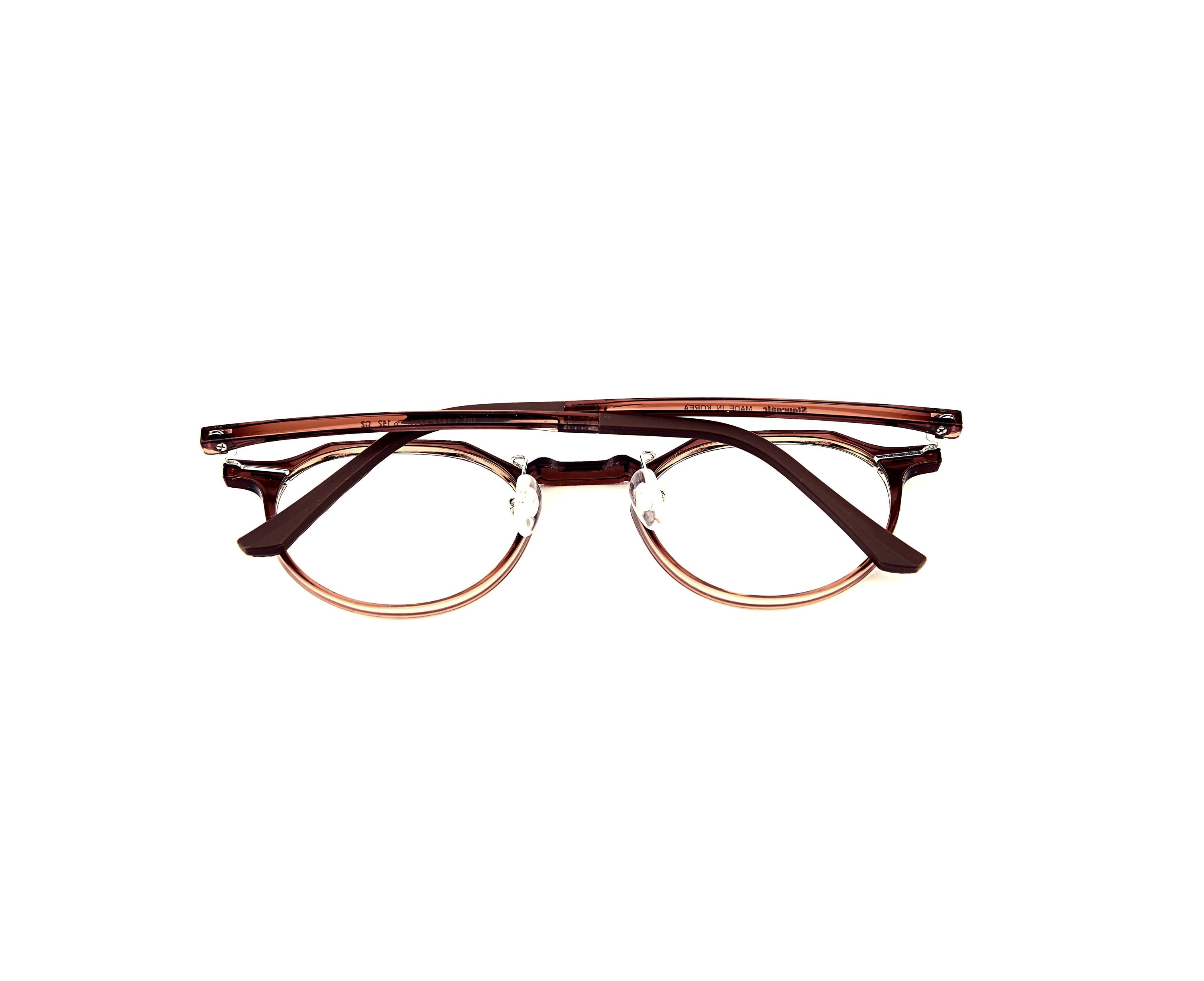 Everyday Lightweight Eyeglasses | Minimalist Korean Design Asian Fit | Round Ultem Brown Frame — view 8