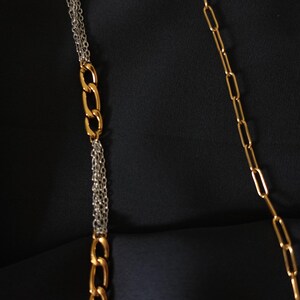 Mixed Metal Glasses Chain | Non-Tarnish 18K Gold Plated Metal | Contemporary Design image 3
