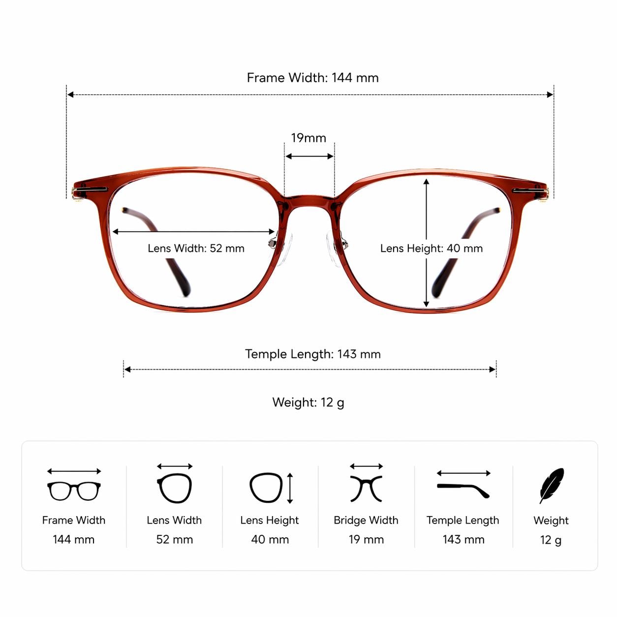 Translucent Amber Square Ultem Glasses, Lightweight Korean Design Unisex Frame — view 6