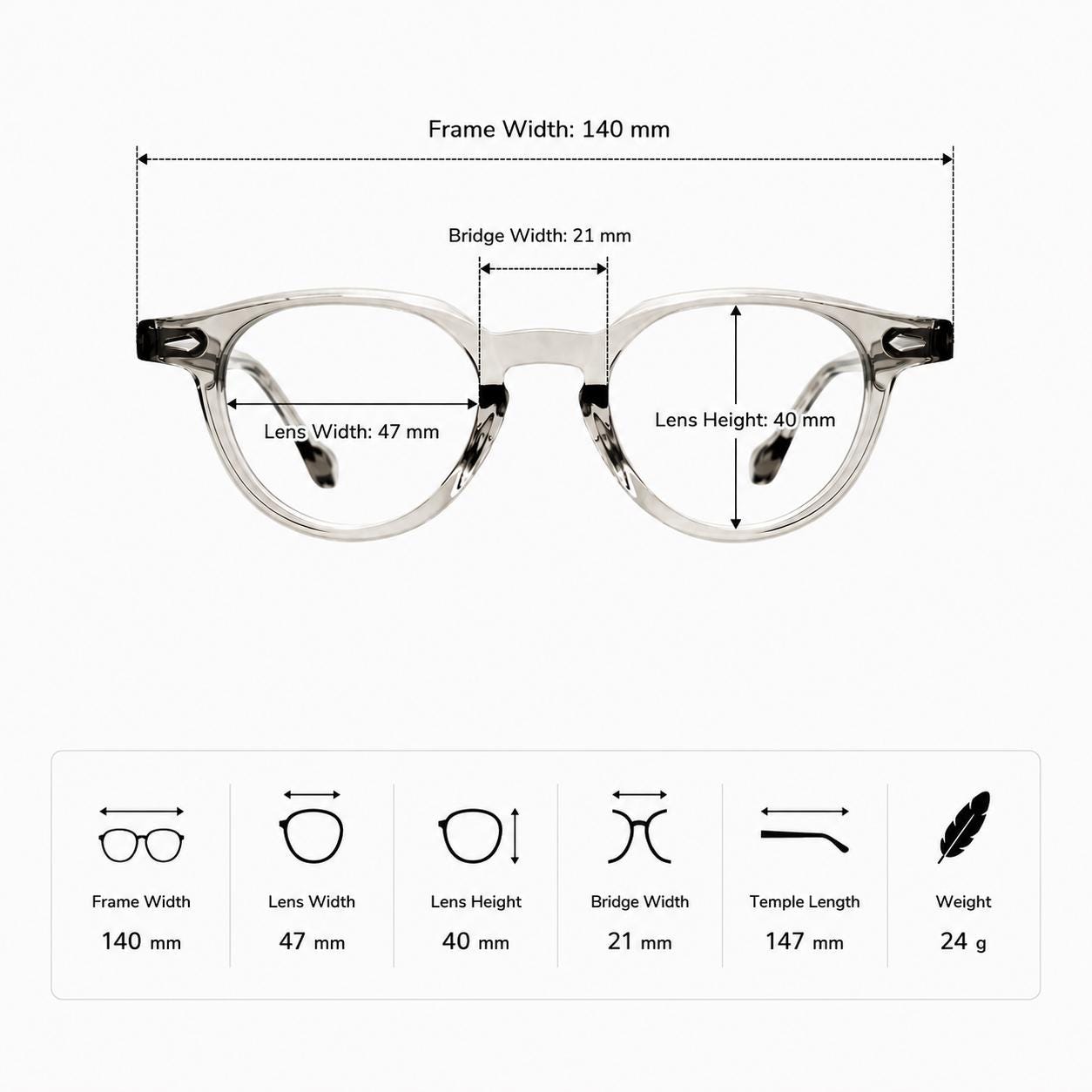 Clear Eyeglasses | Korean Design Square Frame | Unisex Acetate Glasses | Lightweight Durable Eyewear — view 6