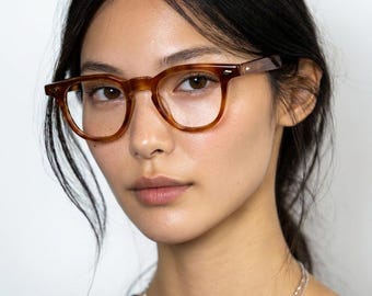 bernsteinfarbener Acetatrahmen | koreanischer Design-Rahmen | Unisex Acetat Brille | Leichte, langlebige Brille