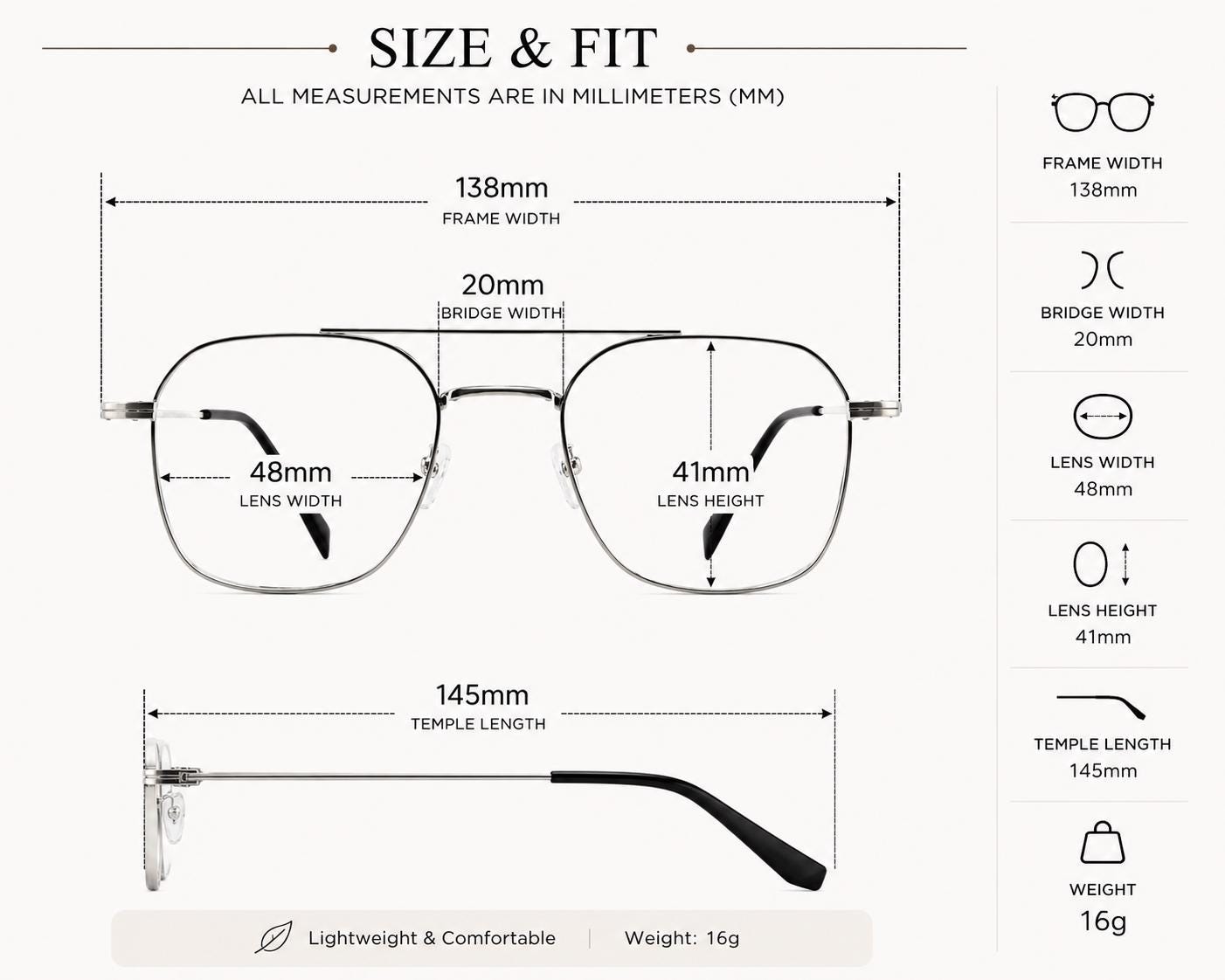 Minimal Square Aviator Glasses | Made in Korea | Lightweight Metal Eyeglasses | Unisex Frame — view 10