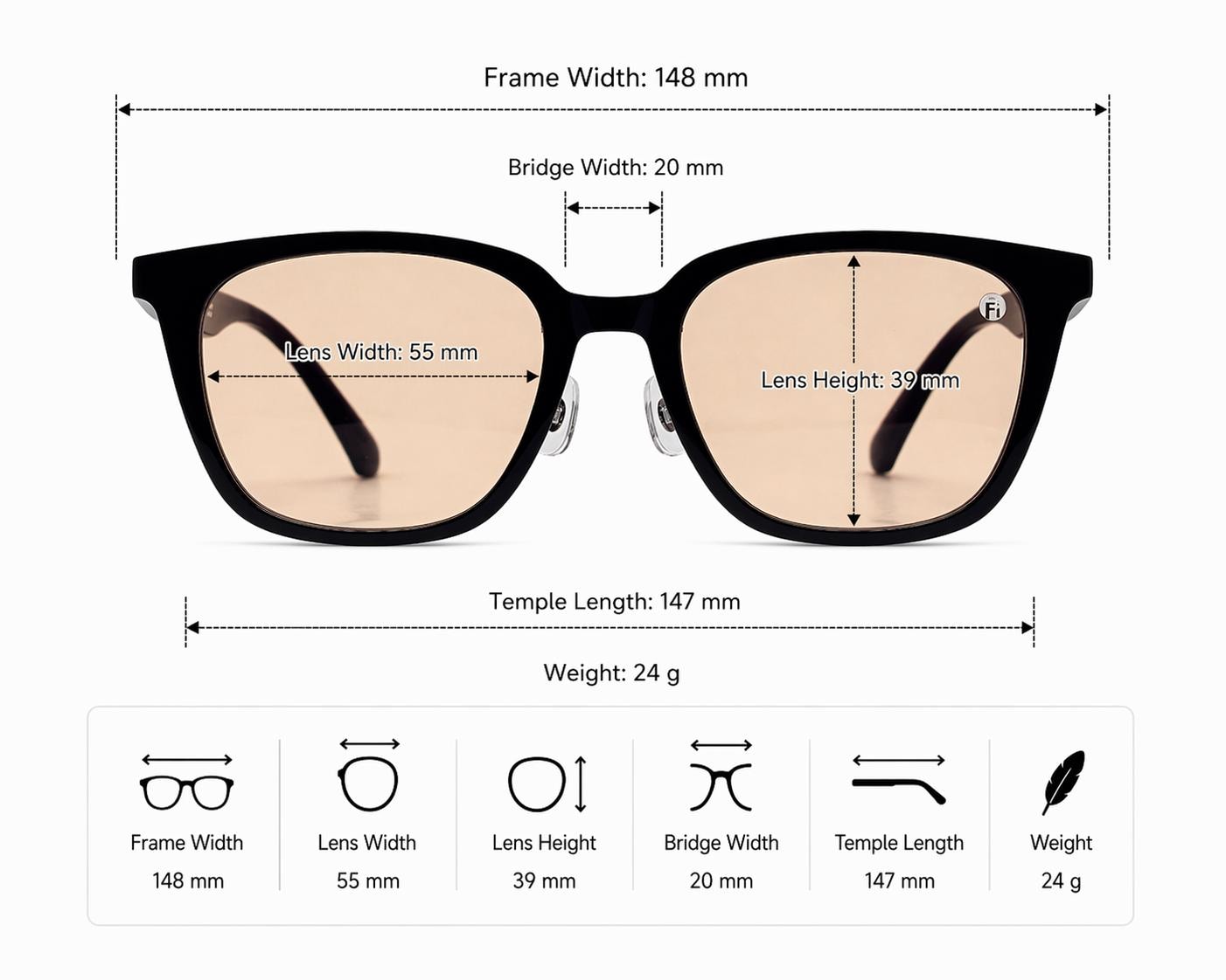 Minimal Black Square Sunglasses | Korean Design, Yellow Tinted Lenses — view 6