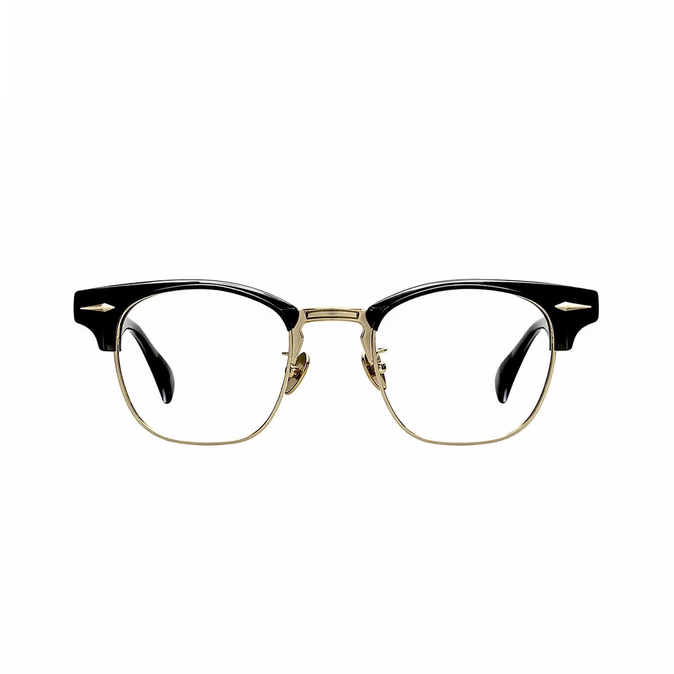 Black Gold Browline Glasses | Vintage Style Square Eyewear | Asian Fit — view 2