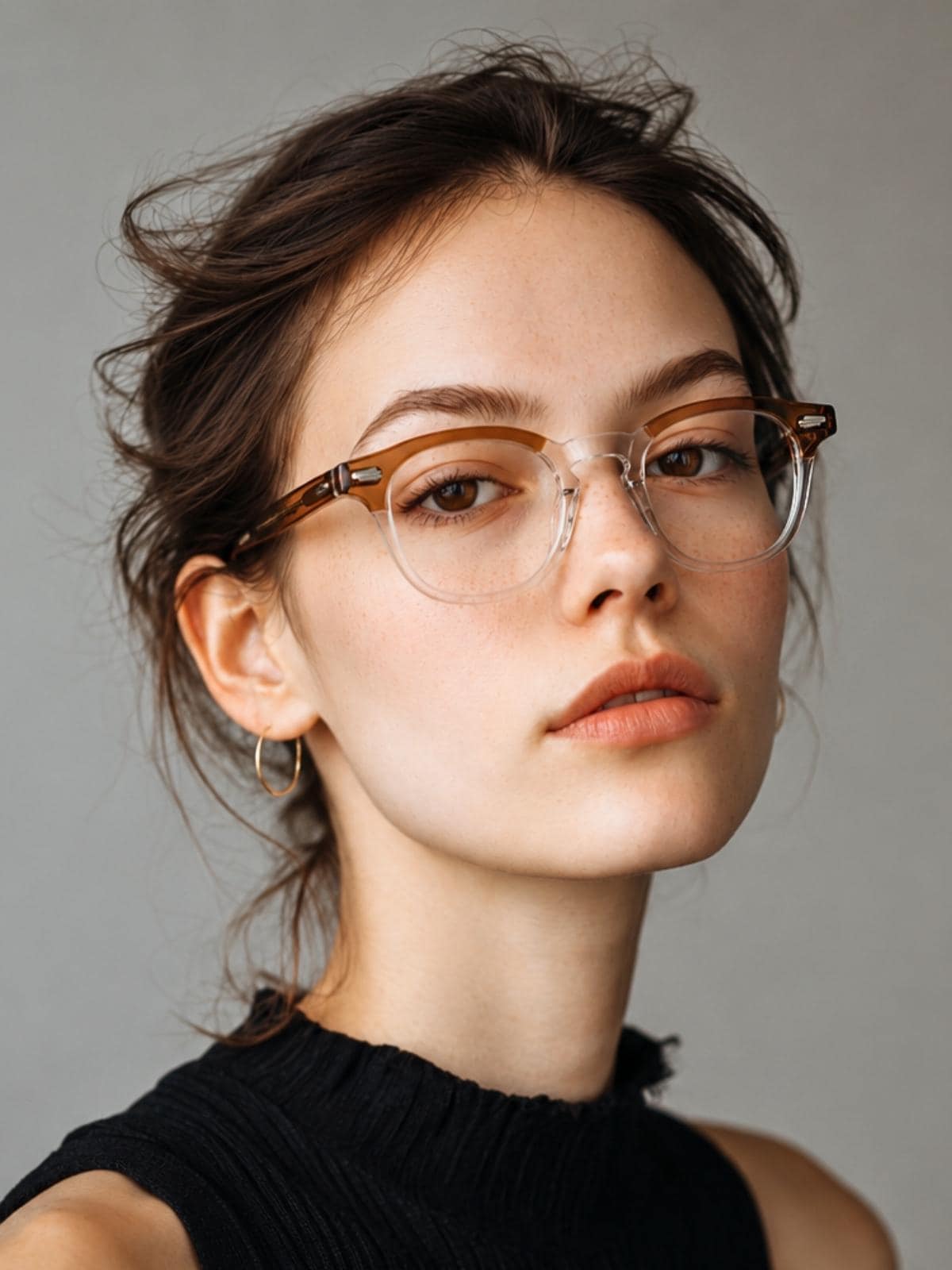 Clear Brown Square Eyeglasses | Korean Acetate Frame | Everyday Minimal Glasses | Medium Fit Optical Frame