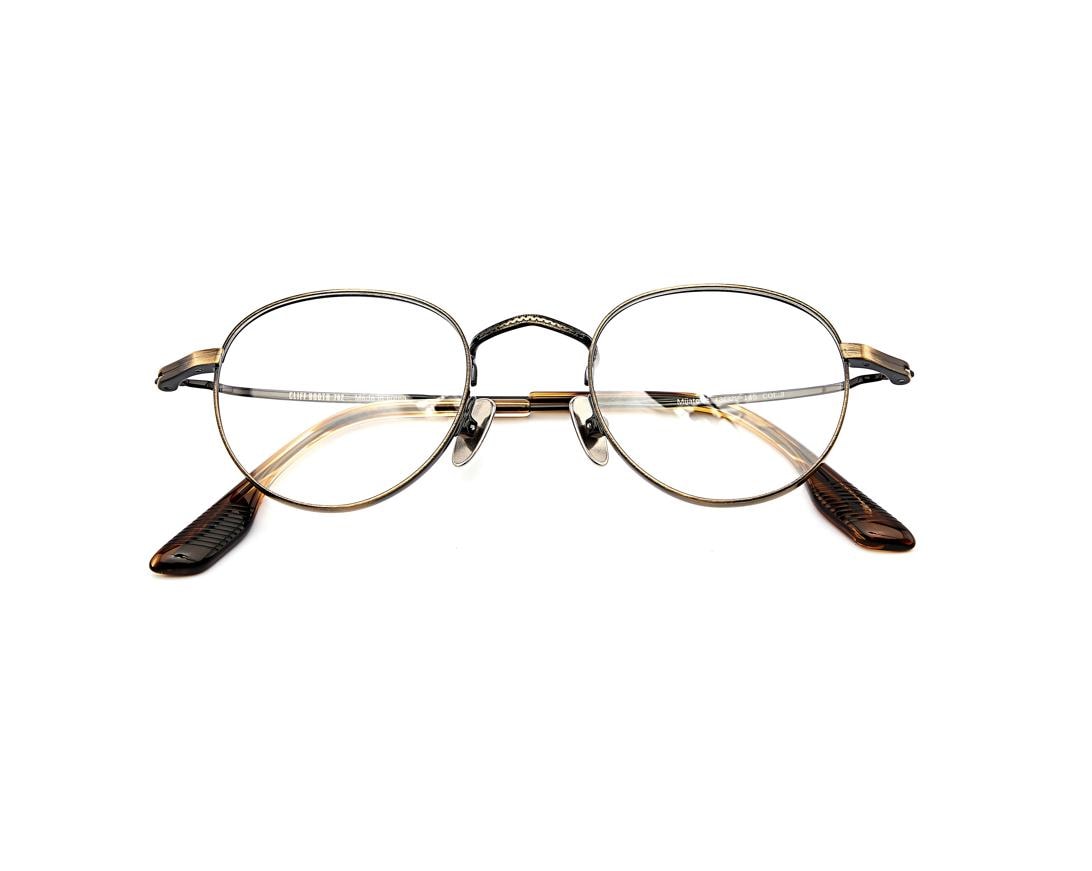 Minimalist Round Eyeglasses, Bronze Gold Metal Frame, Small 43mm Round Glasses, Titanium Nose Pads, Made in Korea, Lightweight Optical Frame — view 6
