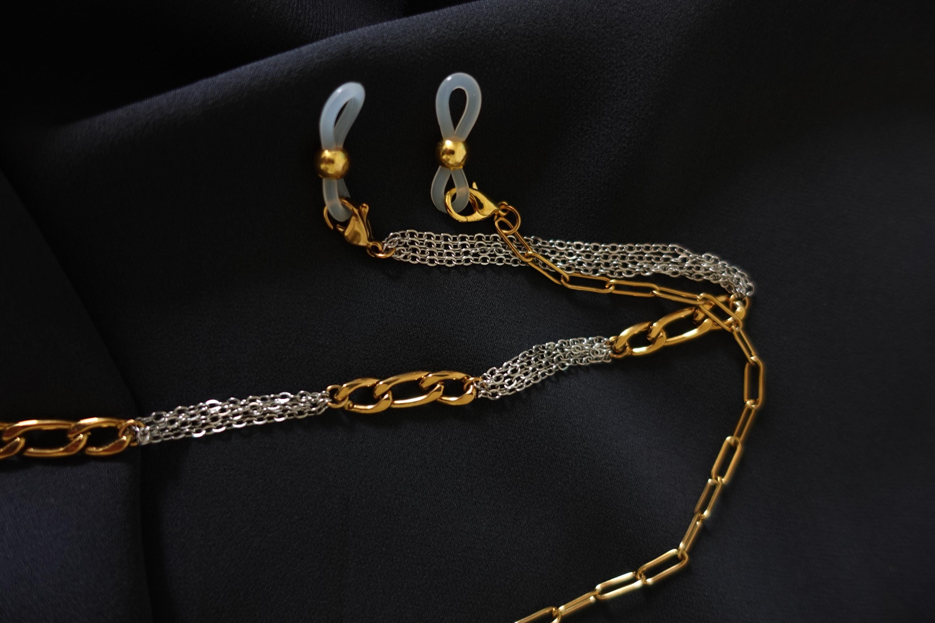 Mixed Metal Glasses Chain | Non-Tarnish 18K Gold Plated Metal | Contemporary Design — view 4
