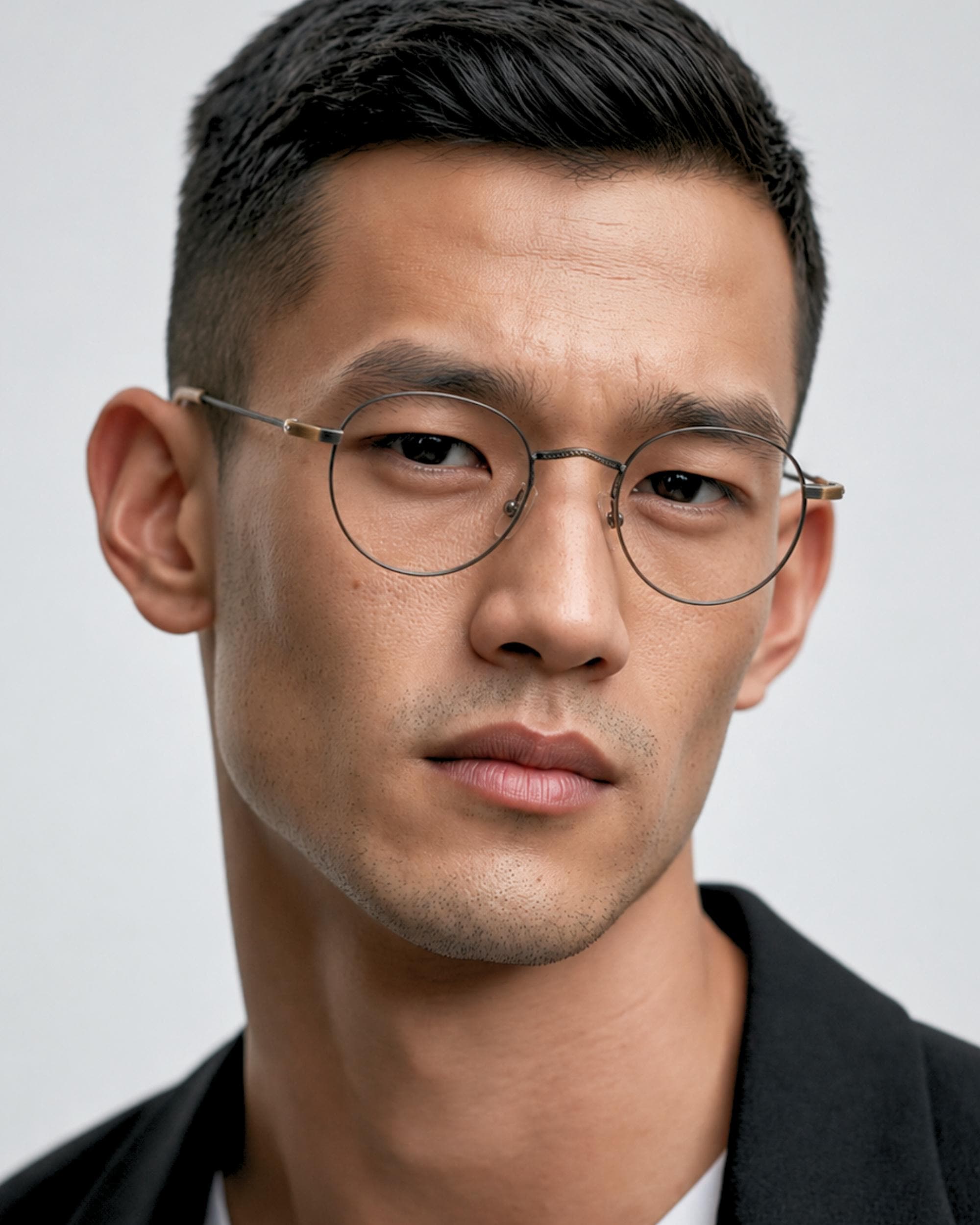 Minimalist Round Eyeglasses, Bronze Gold Metal Frame, Small 43mm Round Glasses, Titanium Nose Pads, Made in Korea, Lightweight Optical Frame