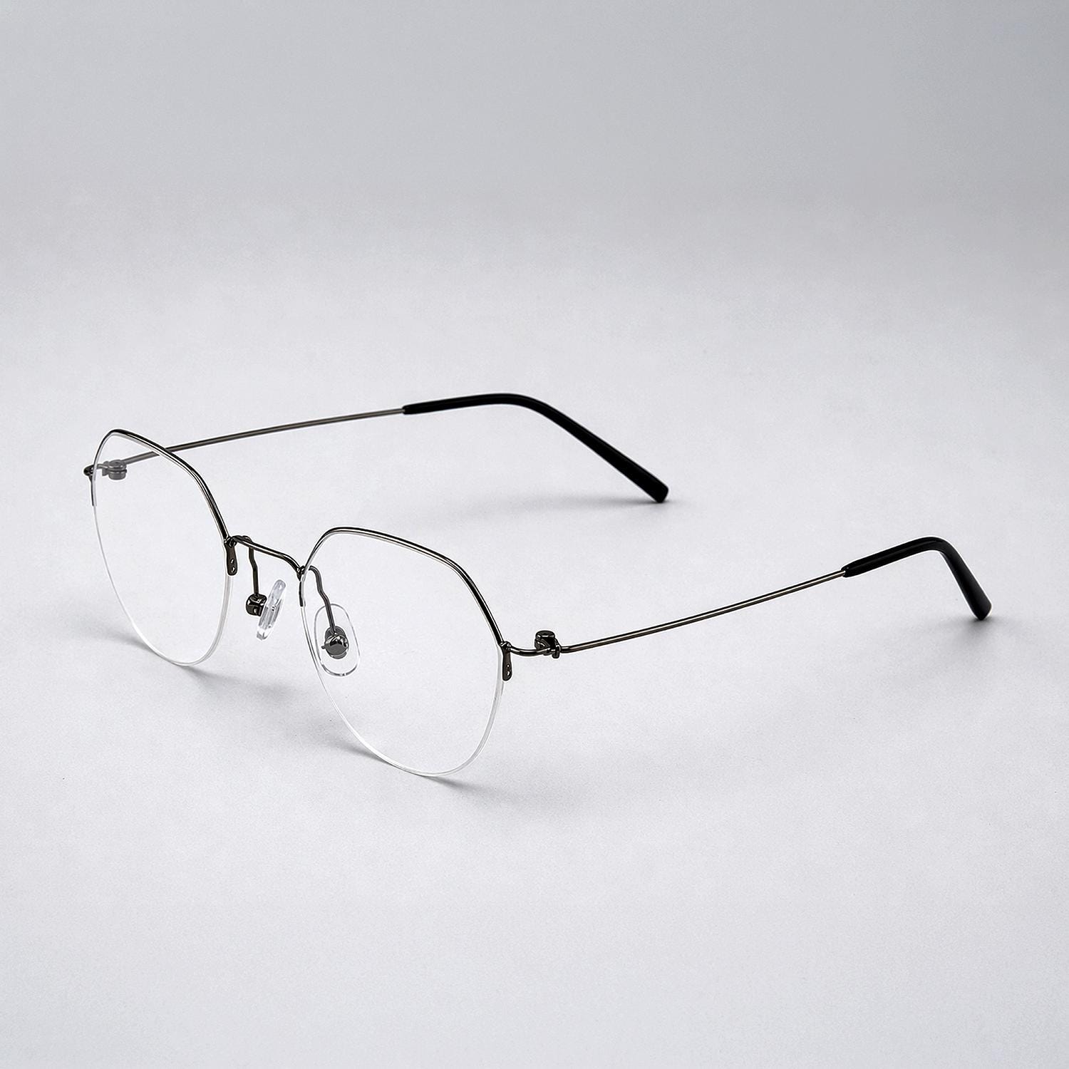 Minimal Half-Rim Metal Eyeglasses – Ultra Lightweight Korean Design, Asian Fit — view 3