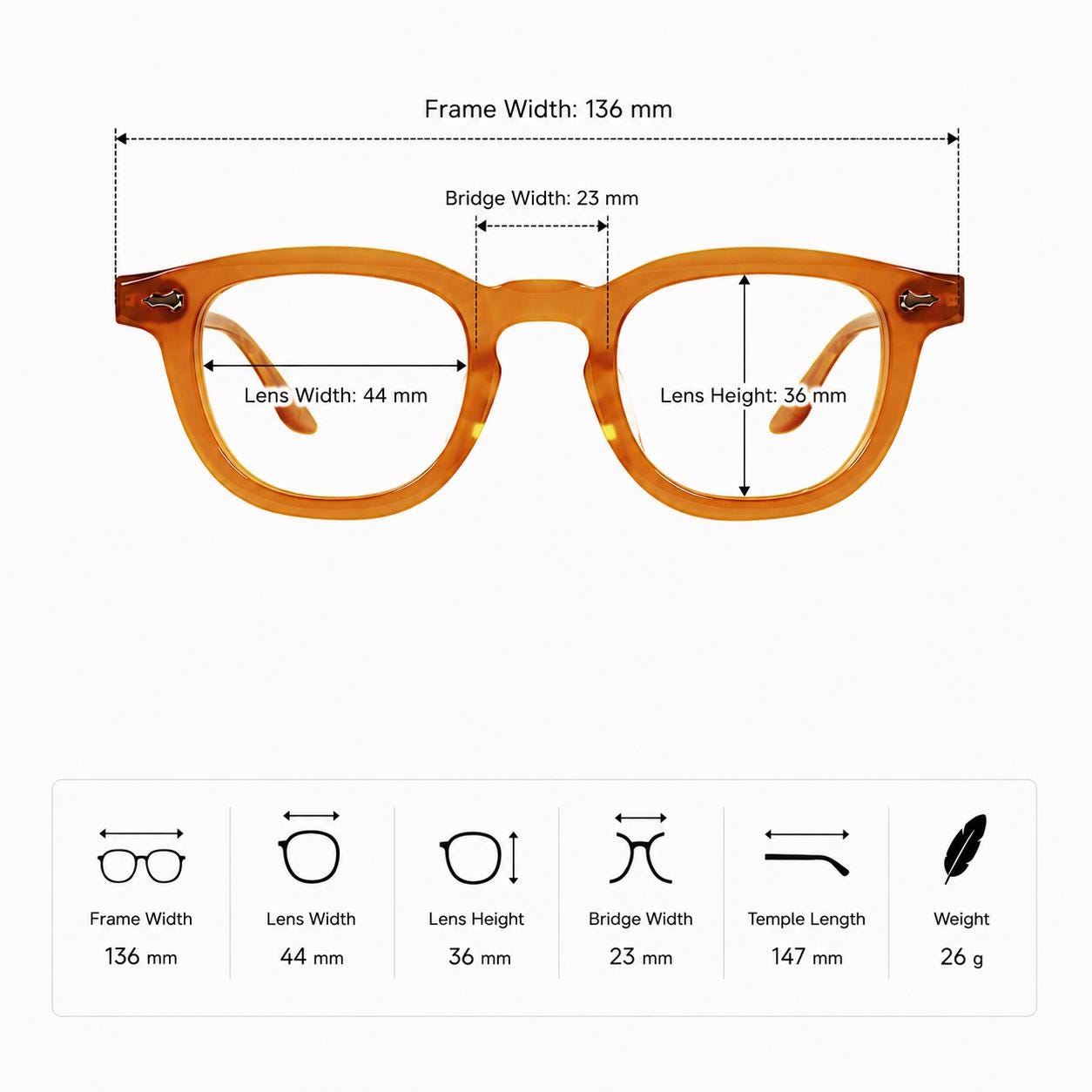 amber acetate frame | Korean Design Frame | Unisex Acetate Glasses | Lightweight Durable Eyewear — view 5