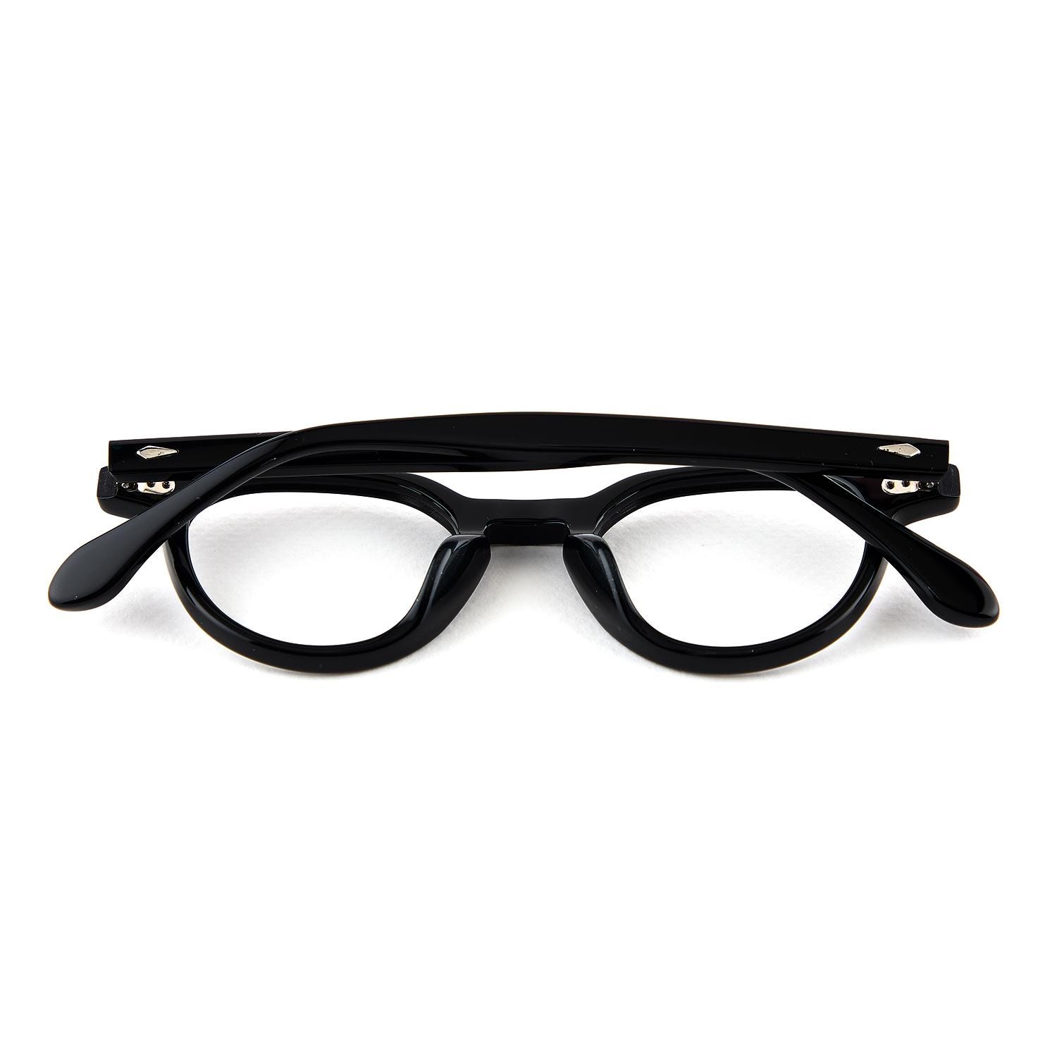 Minimalist Black Round Acetate Eyeglasses, Lightweight Korean Design, Unisex Optical Frame — view 6