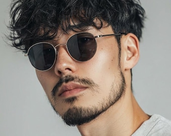 Minimale runde Metallsonnenbrille, leichte koreanische Designbrille