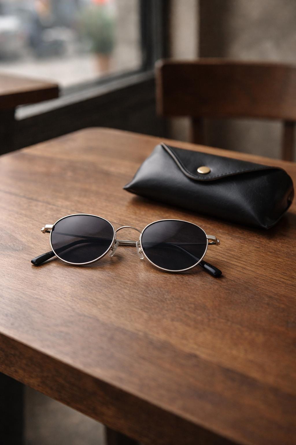 Minimal Round Metal Sunglasses, Lightweight Korean Design Eyewear — view 9