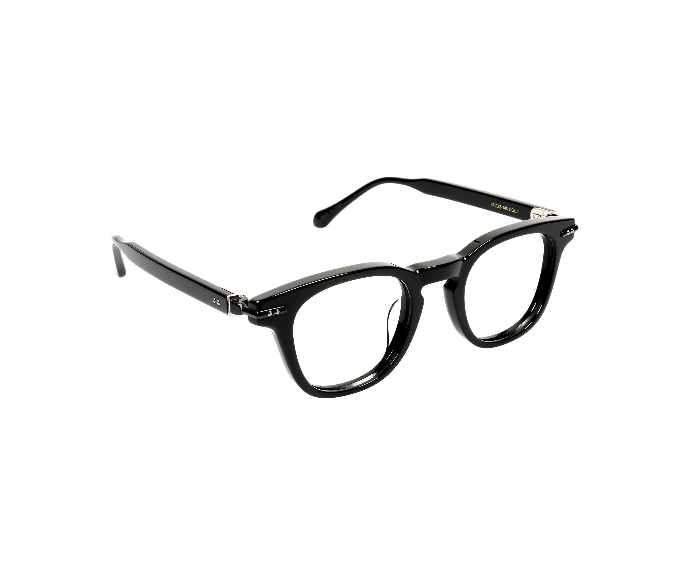 Black Acetate Eyeglasses, Classic Square Frame, Lightweight Everyday Glasses, Unisex Korean Style Optical Frame — view 3