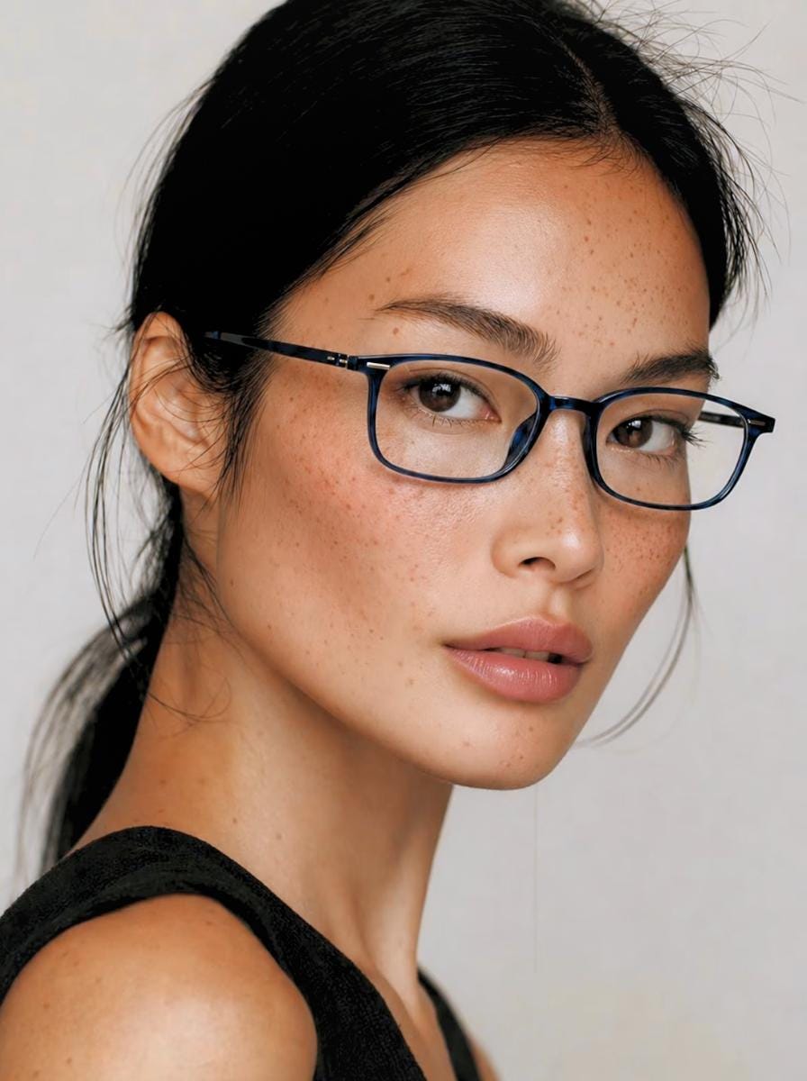 Transparent Blue Square Eyeglasses – Lightweight Ultem, Korean Minimal Design