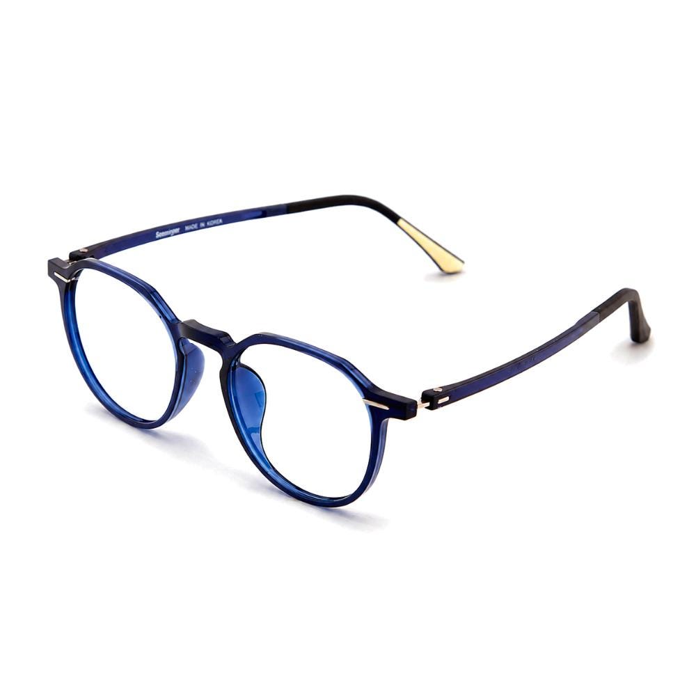 Everyday Lightweight Eyeglasses | Minimalist Korean Design Asian Fit | Ultem transparent blue Frame — view 3
