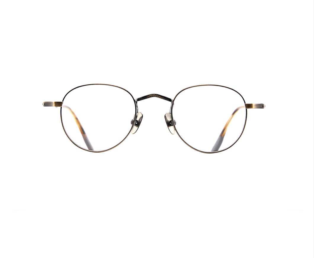Minimalist Round Eyeglasses, Bronze Gold Metal Frame, Small 43mm Round Glasses, Titanium Nose Pads, Made in Korea, Lightweight Optical Frame — view 2