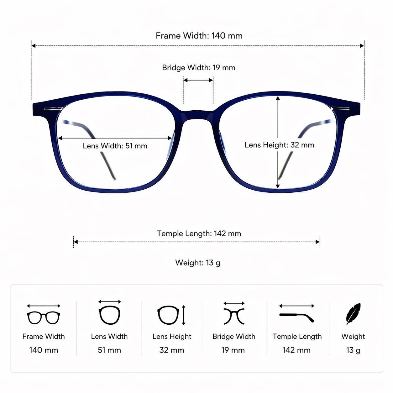 Transparent Blue Square Eyeglasses – Lightweight Ultem, Korean Minimal Design — view 5