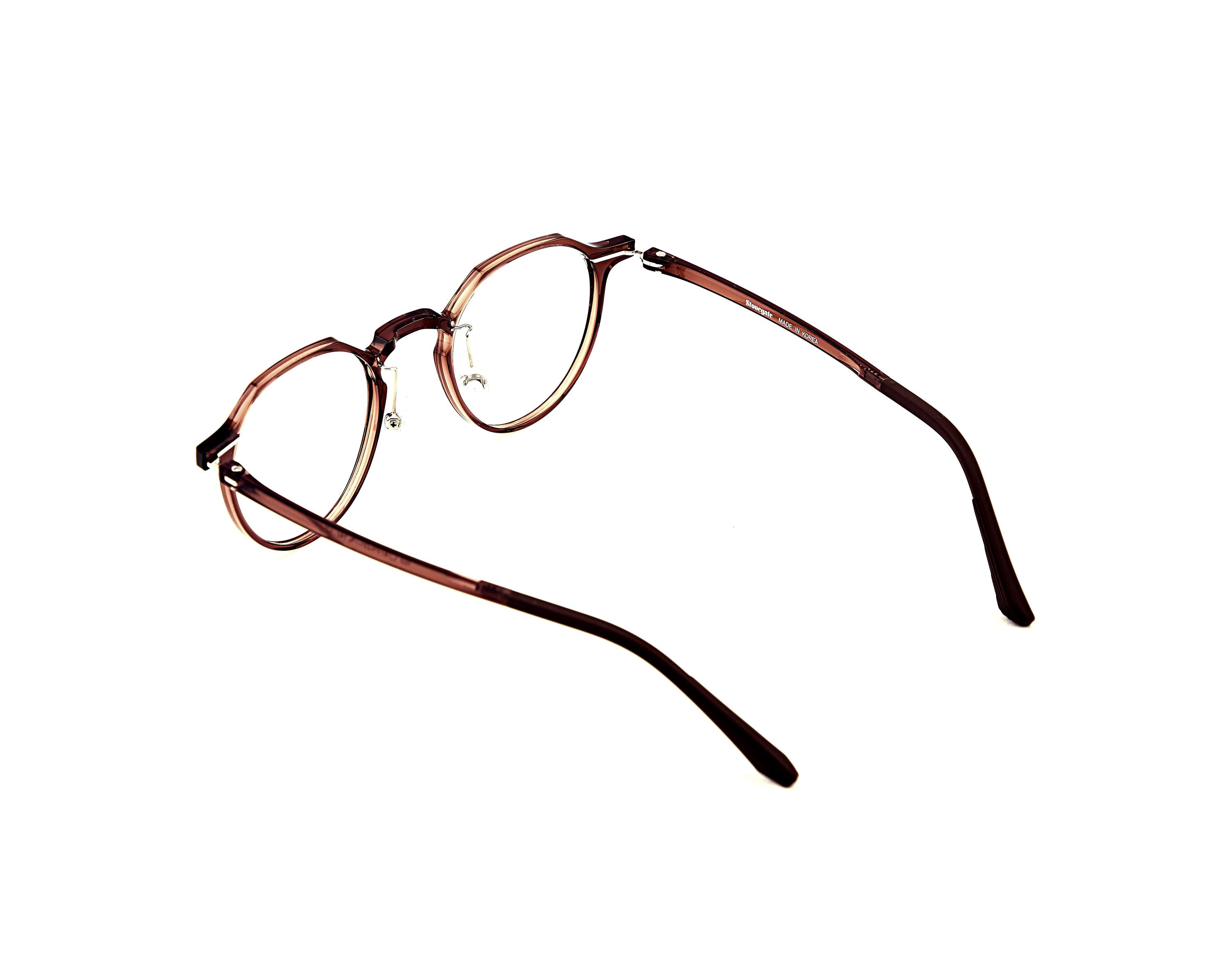 Everyday Lightweight Eyeglasses | Minimalist Korean Design Asian Fit | Round Ultem Brown Frame — view 4