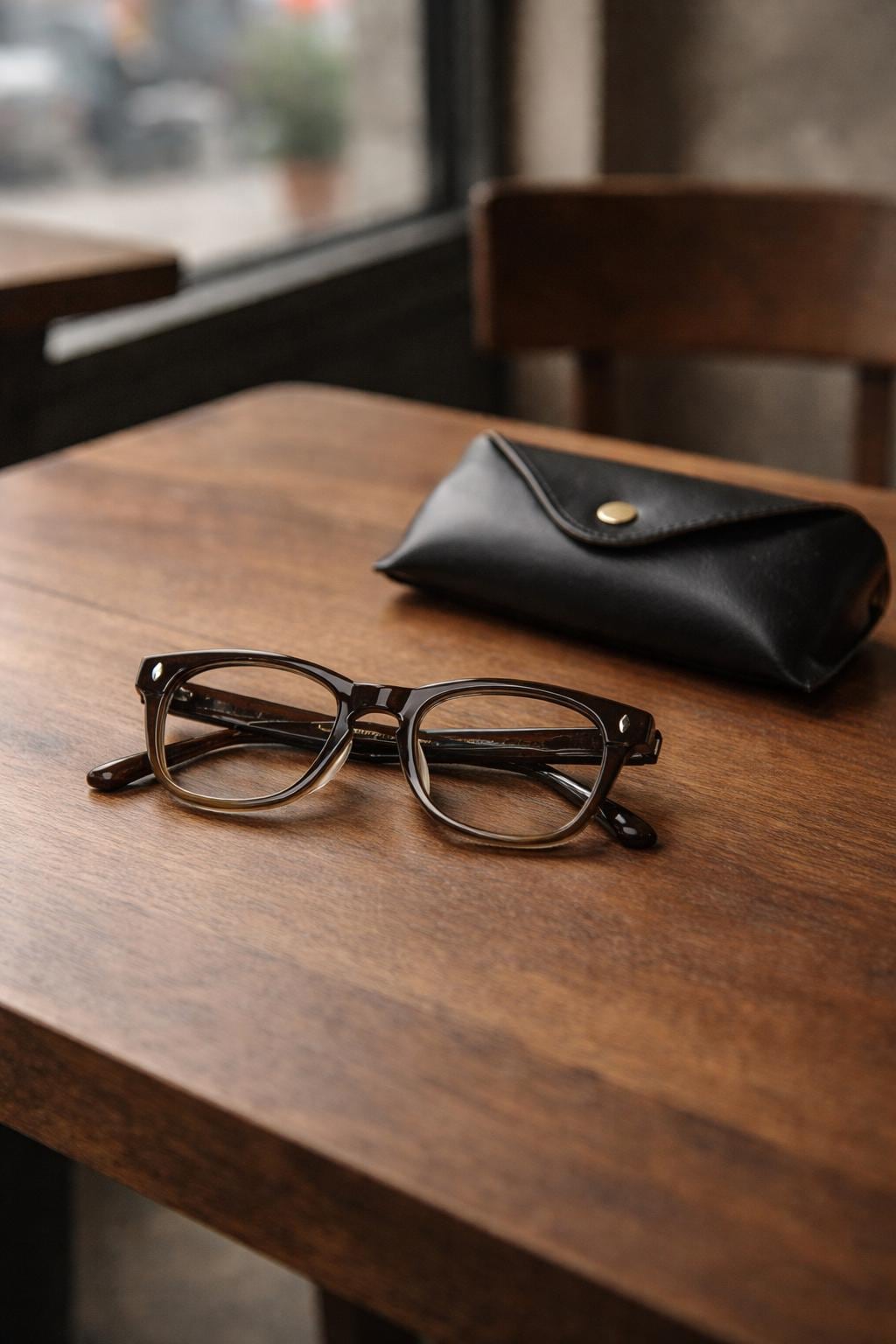 Brown Acetate Eyeglasses, Classic Square Frame, Lightweight Everyday Glasses, Unisex Korean Style Optical Frame — view 11