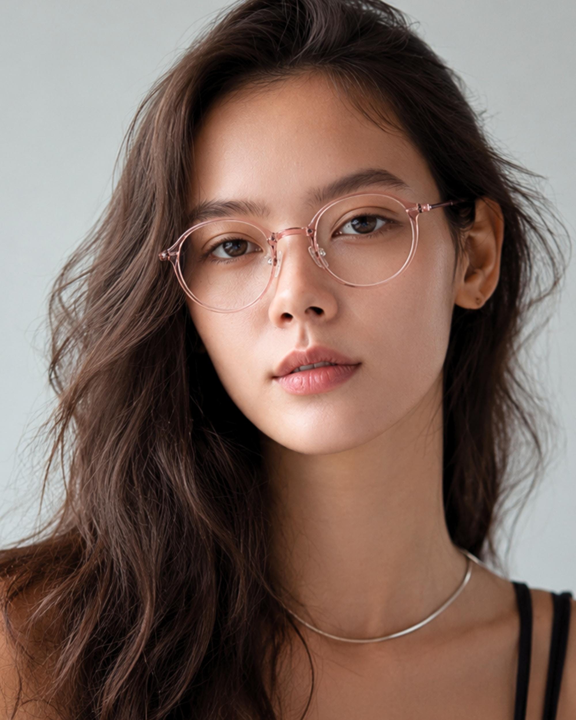 Ultra Lightweight Ultem Round Eyeglasses | Transparent Pink Optical Frame | Korean Eyewear | Unisex Frame — view 4