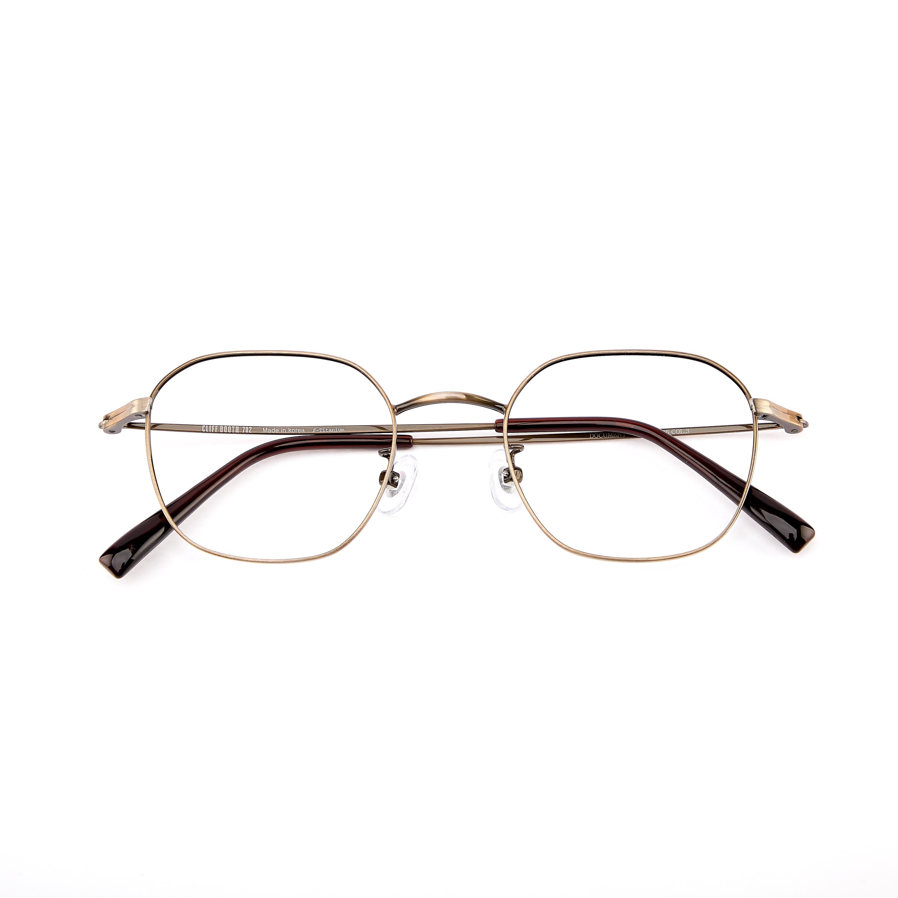 Minimal Gold Square Metal Glasses, Lightweight Korean Design Eyewear — view 6