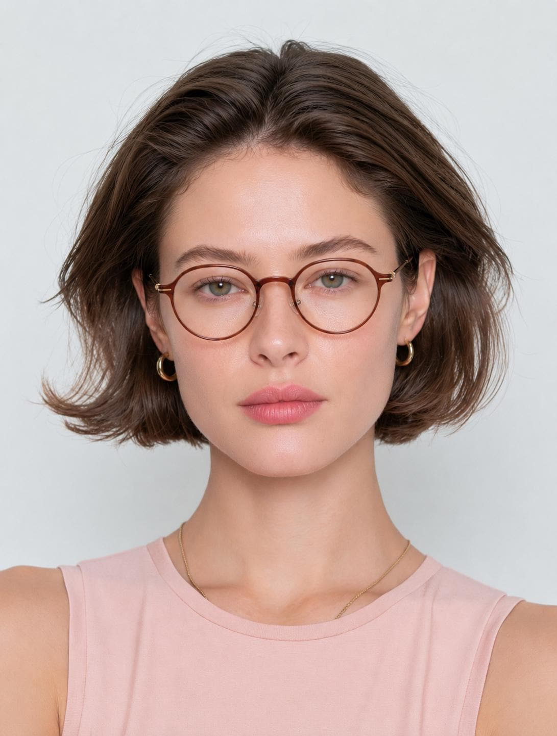Ultem Round Eyeglasses | Lightweight Korean Glasses | Brown Round Optical Frame | Made in Korea