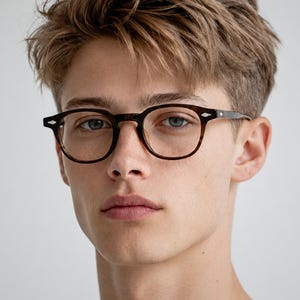 May include: Tortoiseshell-patterned eyeglasses with a rounded rectangular frame shape. The glasses feature clear lenses and small silver-toned diamond-shaped accents on the outer corners of the frame front, connecting to the temples.
