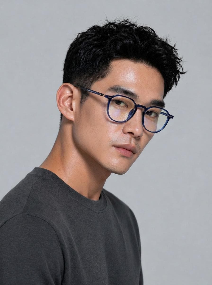 Everyday Lightweight Eyeglasses | Minimalist Korean Design Asian Fit | Ultem transparent blue Frame — view 9