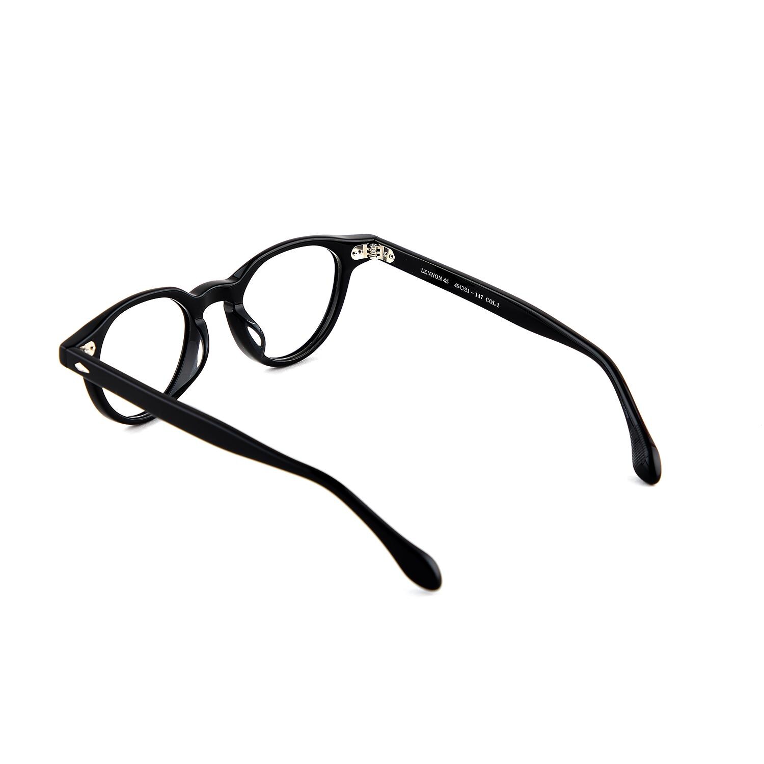 Minimalist Black Round Acetate Eyeglasses, Lightweight Korean Design, Unisex Optical Frame — view 4