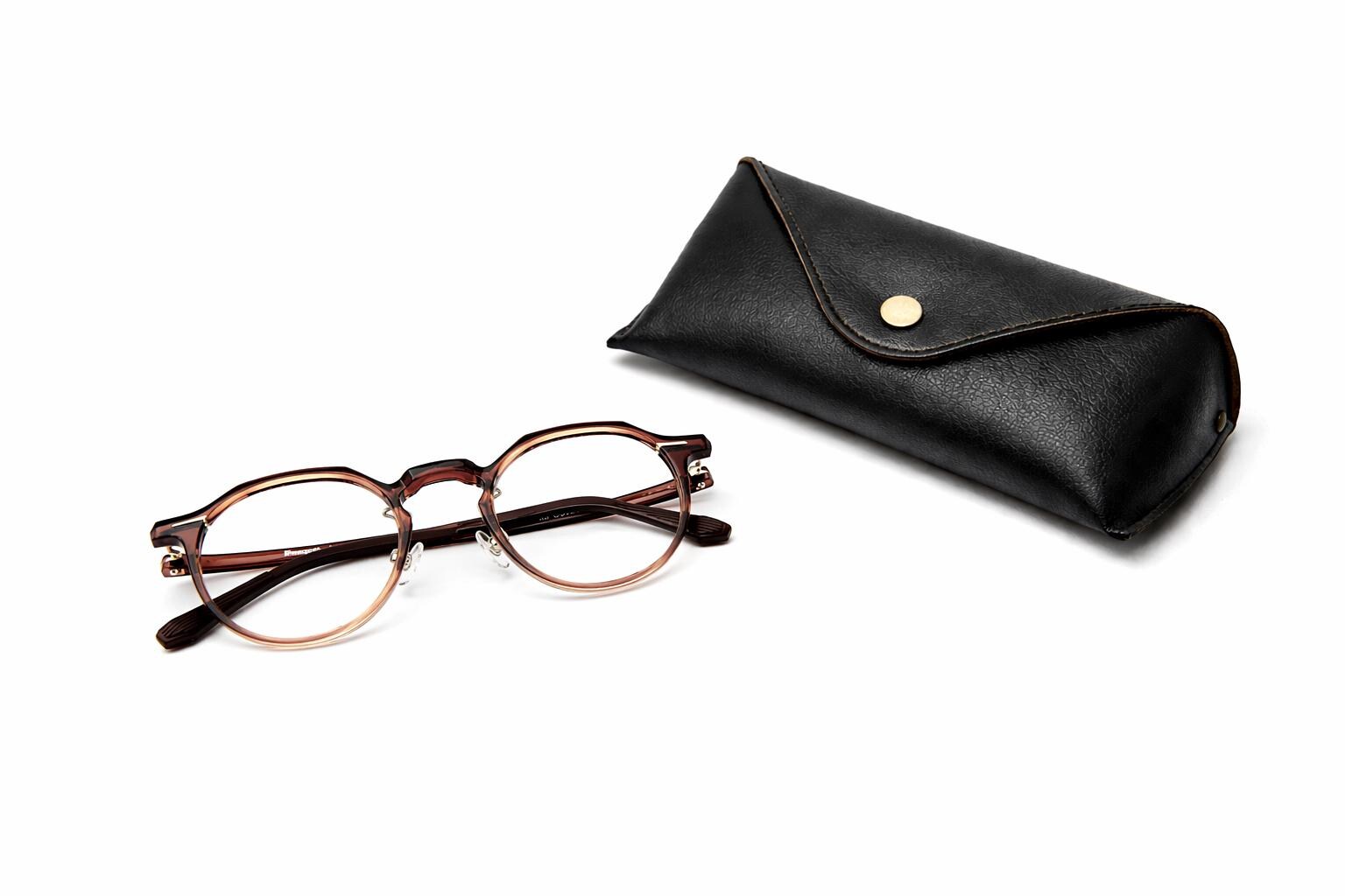 Everyday Lightweight Eyeglasses | Minimalist Korean Design Asian Fit | Round Ultem Brown Frame — view 10