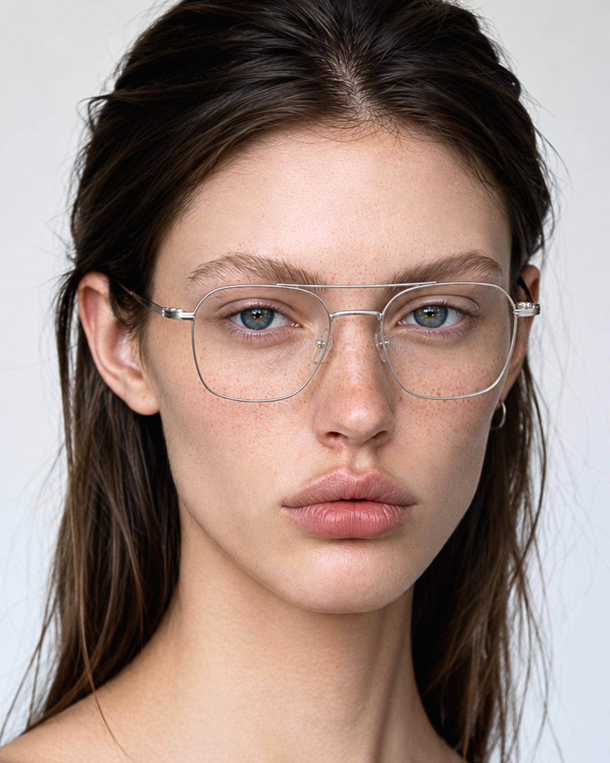 Minimal Square Aviator Glasses | Made in Korea | Lightweight Metal Eyeglasses | Unisex Frame