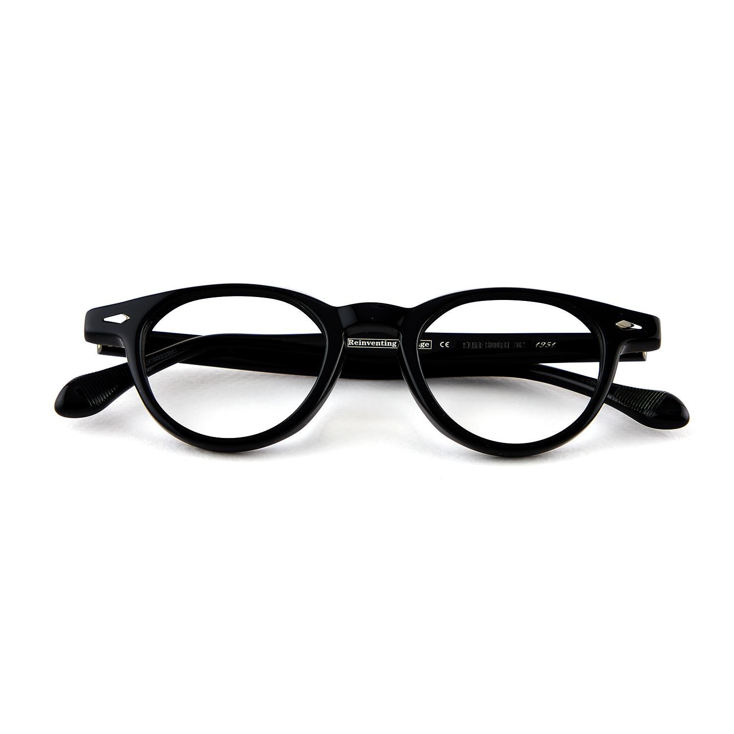 Minimalist Black Round Acetate Eyeglasses, Lightweight Korean Design, Unisex Optical Frame — view 5