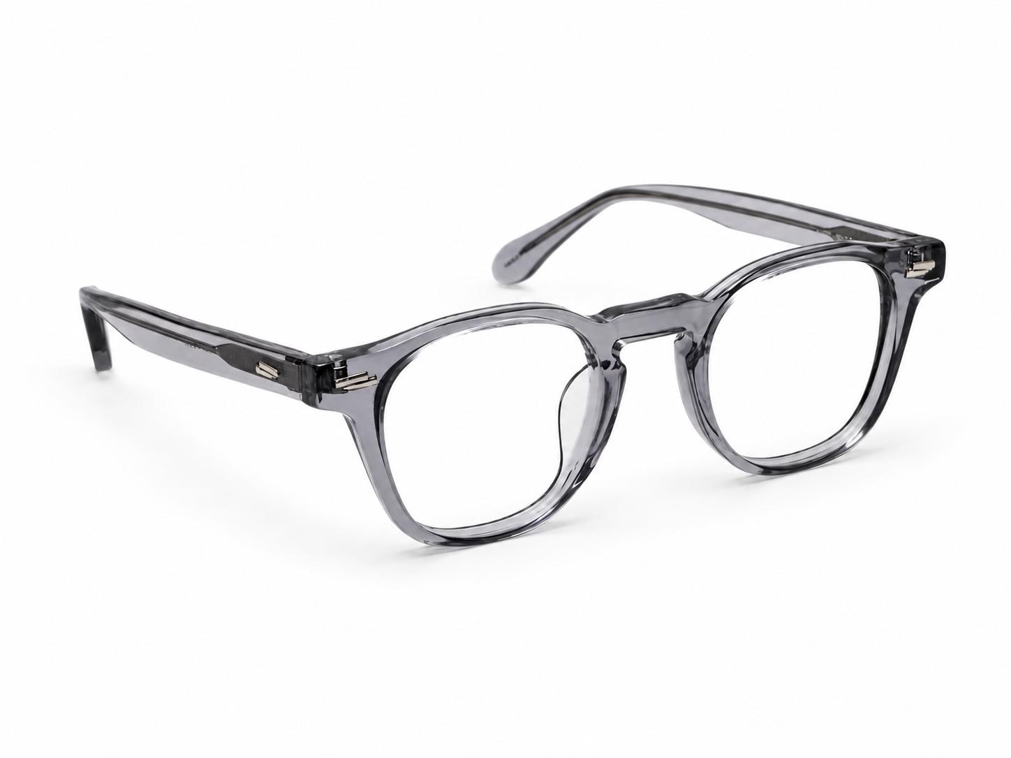 Clear Gray Eyeglasses | Korean Design Square Frame | Unisex Acetate Glasses | Lightweight Eyewear — view 3